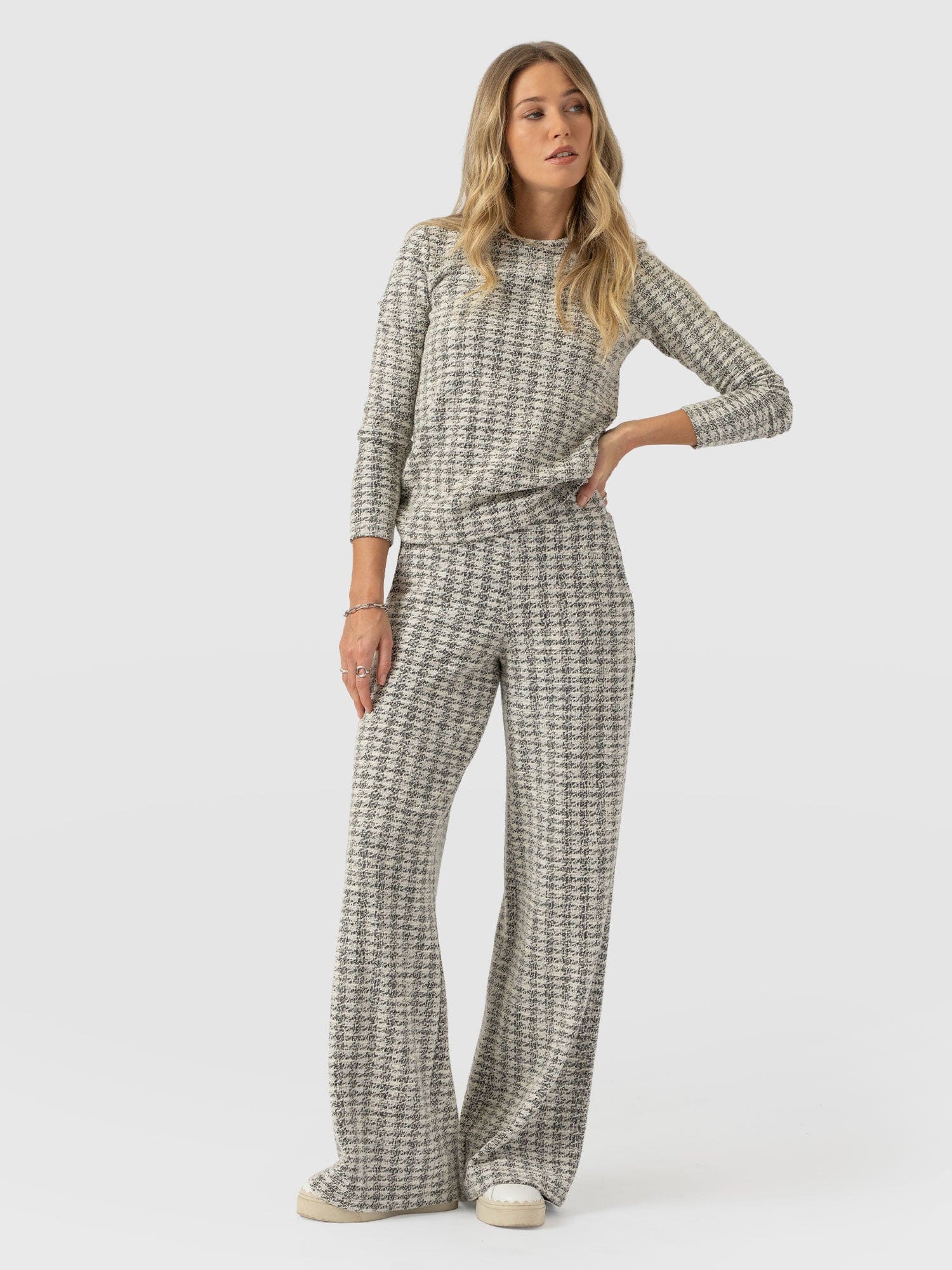 Keller Wide Leg Pant - Cream Boucle - Women's Trousers | Saint + Sofia® EU