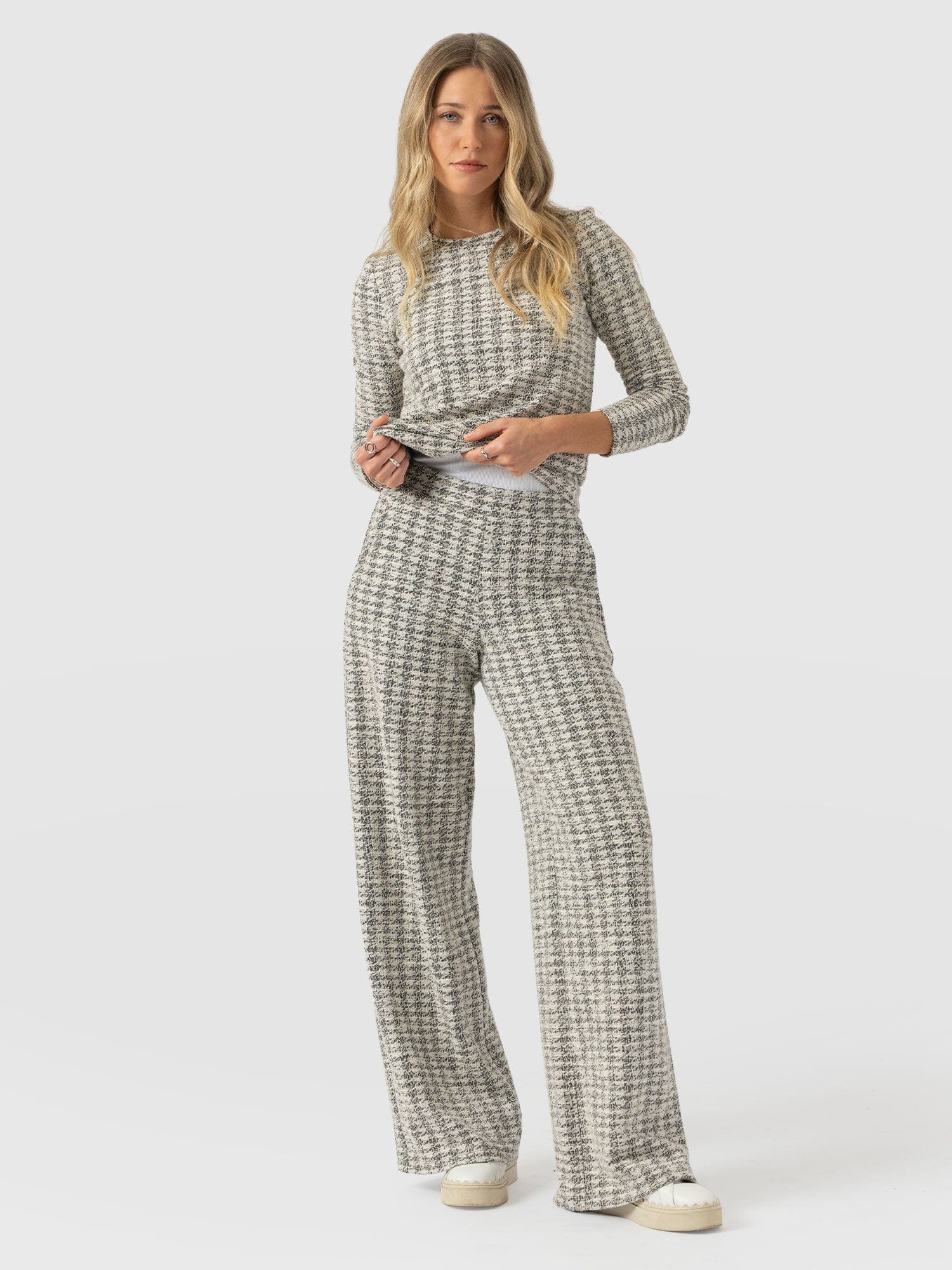 Keller Wide Leg Pant - Cream Boucle - Women's Trousers | Saint + Sofia® EU