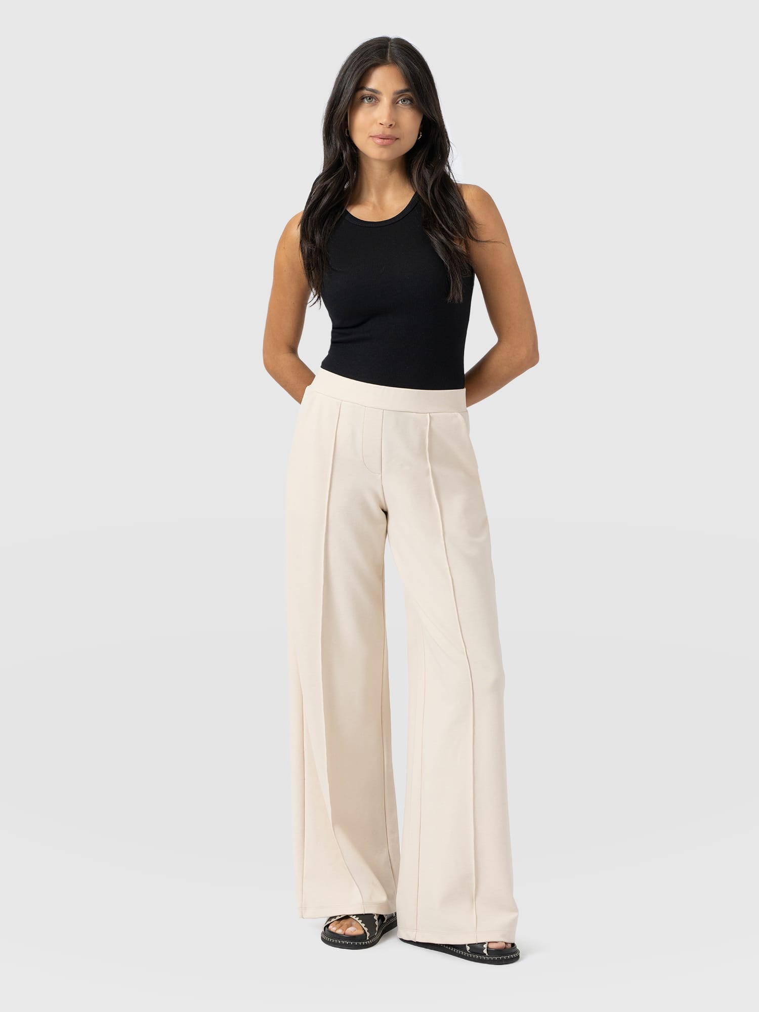 Keller Wide Leg Pant - Cream - Women's Trousers | Saint + Sofia® EU