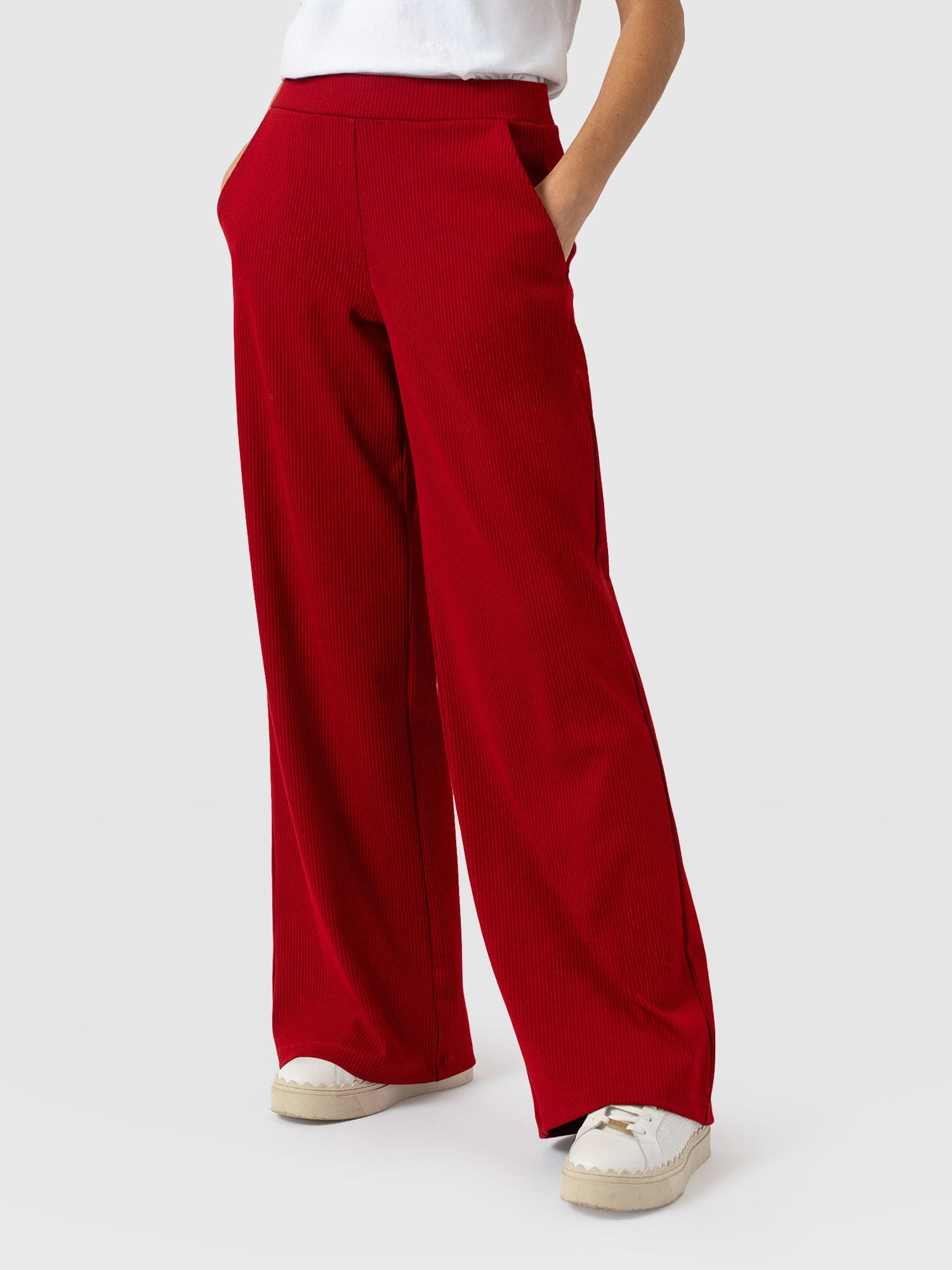 Keller Wide Leg Pant - Deep Red - Women's Trousers | Saint + Sofia® EU