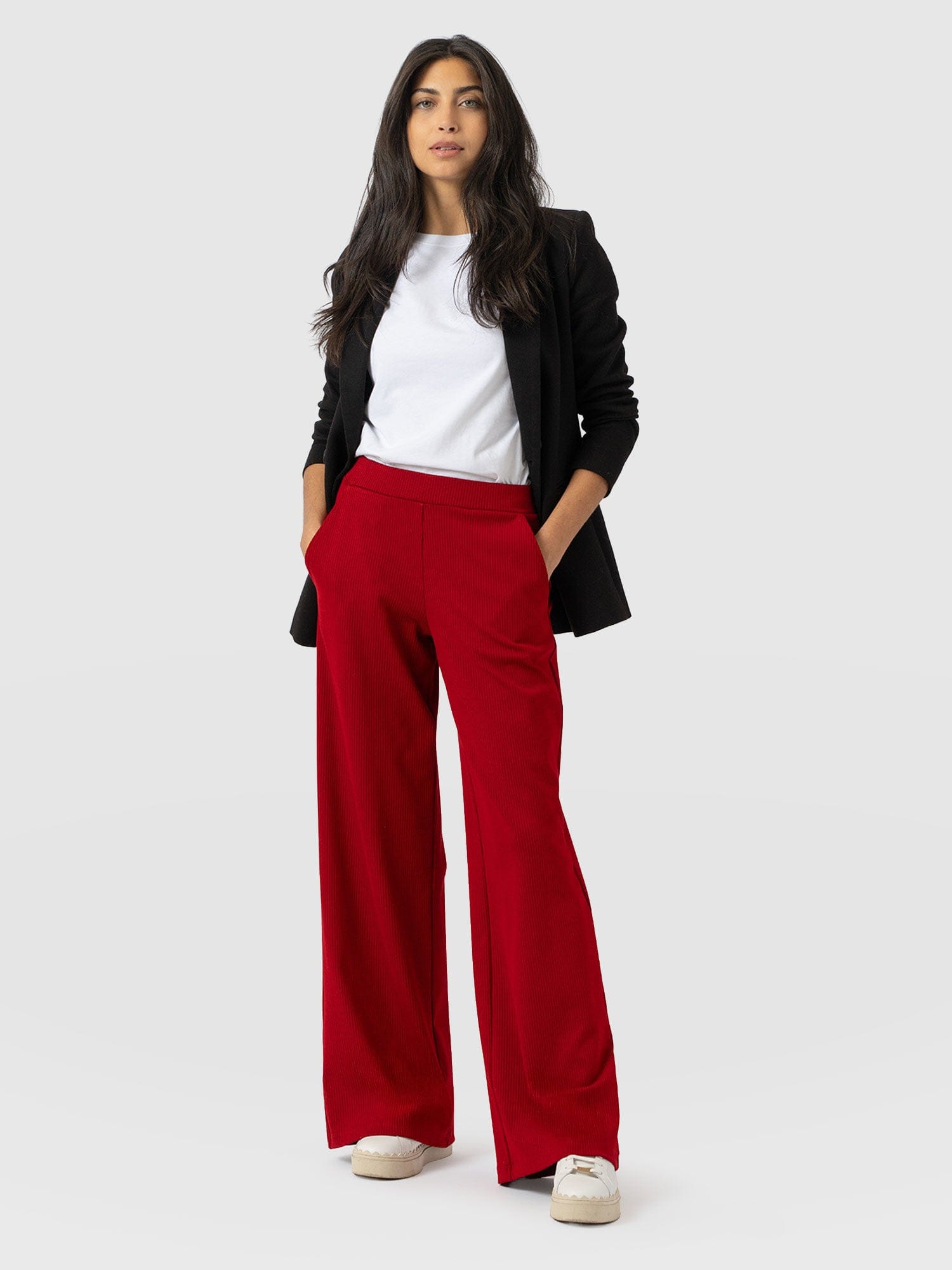 Keller Wide Leg Pant - Deep Red - Women's Trousers | Saint + Sofia® EU