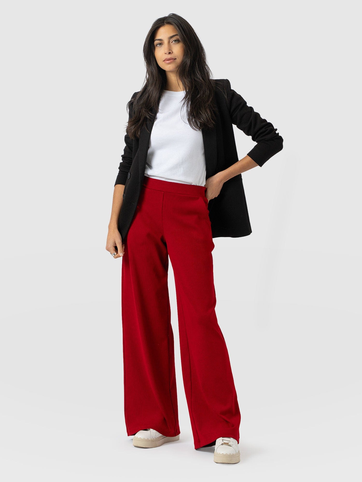 Keller Wide Leg Pant - Deep Red - Women's Trousers | Saint + Sofia® EU