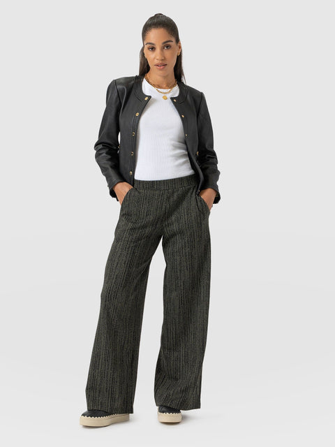 Keller Wide Leg Pant Green Texture - Women's Trousers | Saint + Sofia® EU