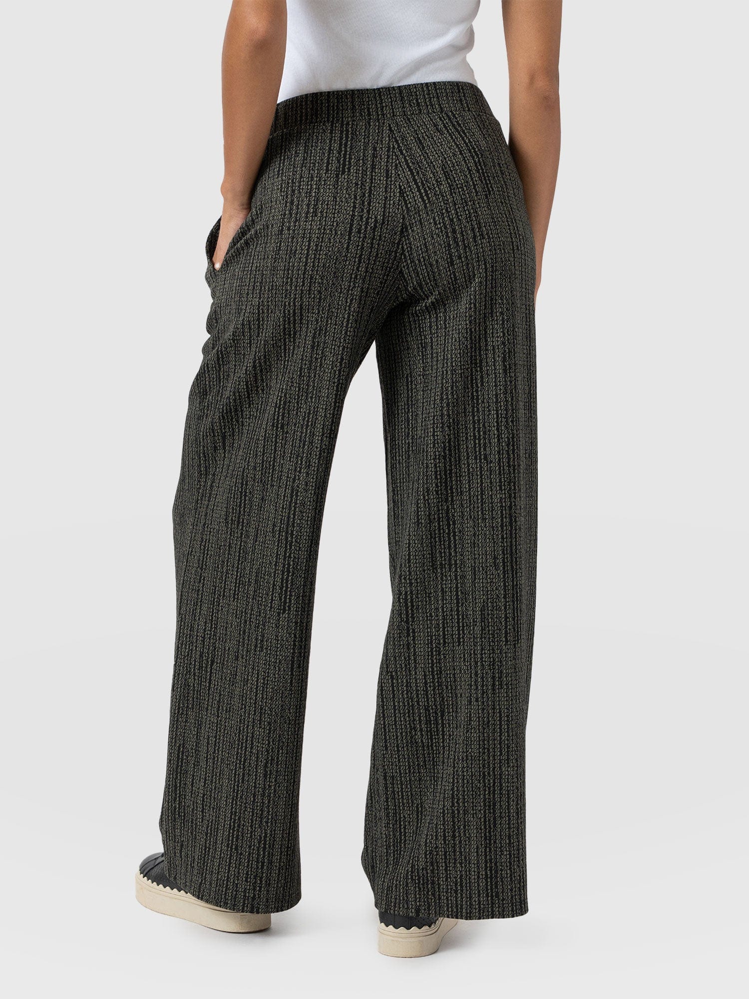 Keller Wide Leg Pant Green Texture - Women's Trousers | Saint + Sofia® EU