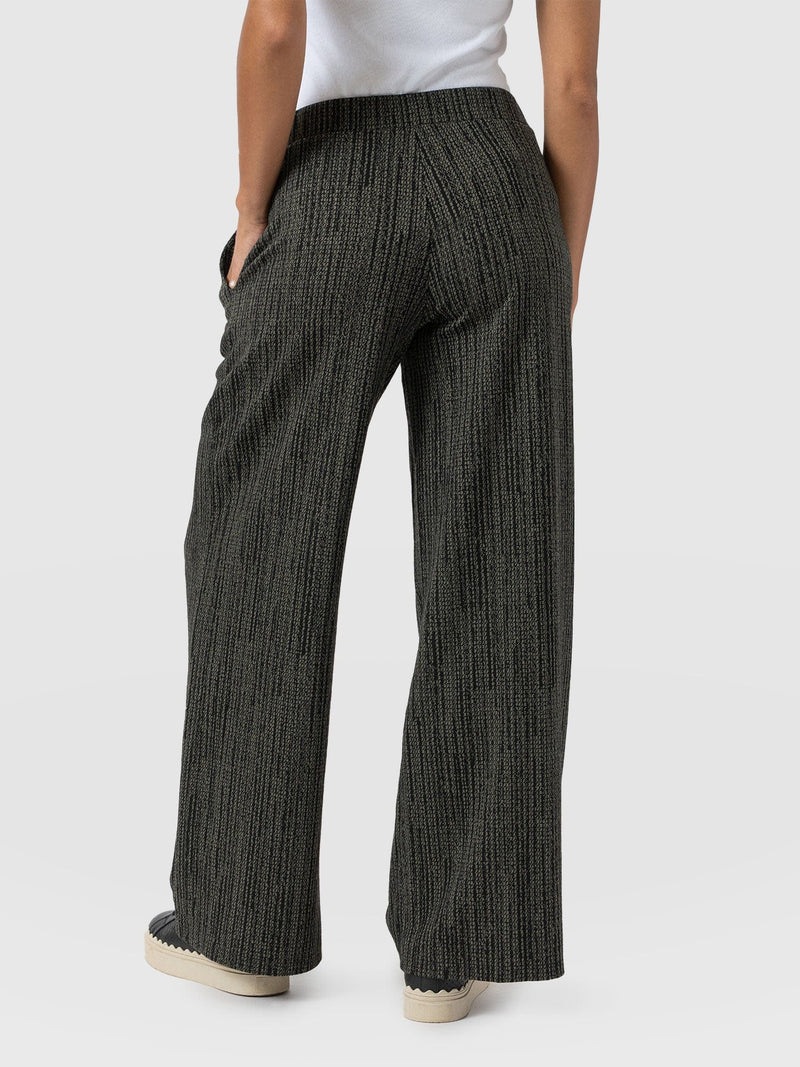 Keller Wide Leg Pant Green Texture - Women's Trousers | Saint + Sofia® EU