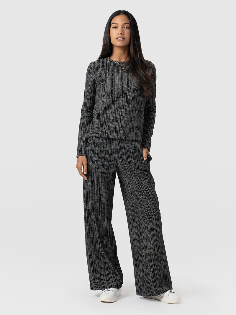 Keller Wide Leg Pant Grey/Black - Women's Trousers | Saint + Sofia® EU