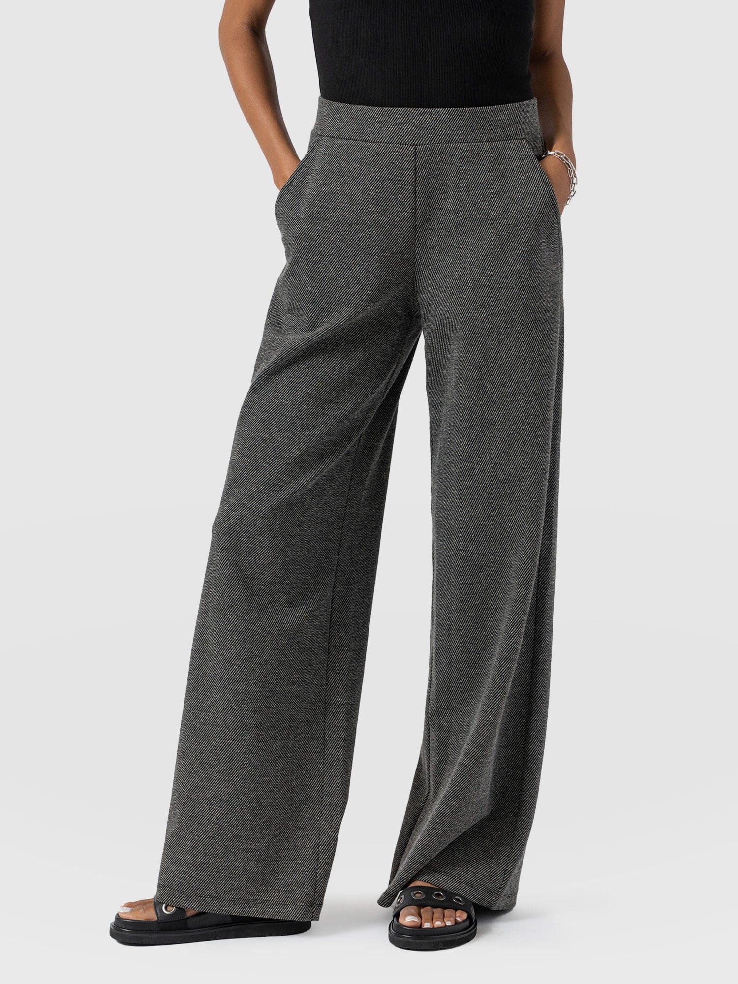 Keller Wide Leg Pant - Grey Twill - Women's Trousers | Saint + Sofia® EU