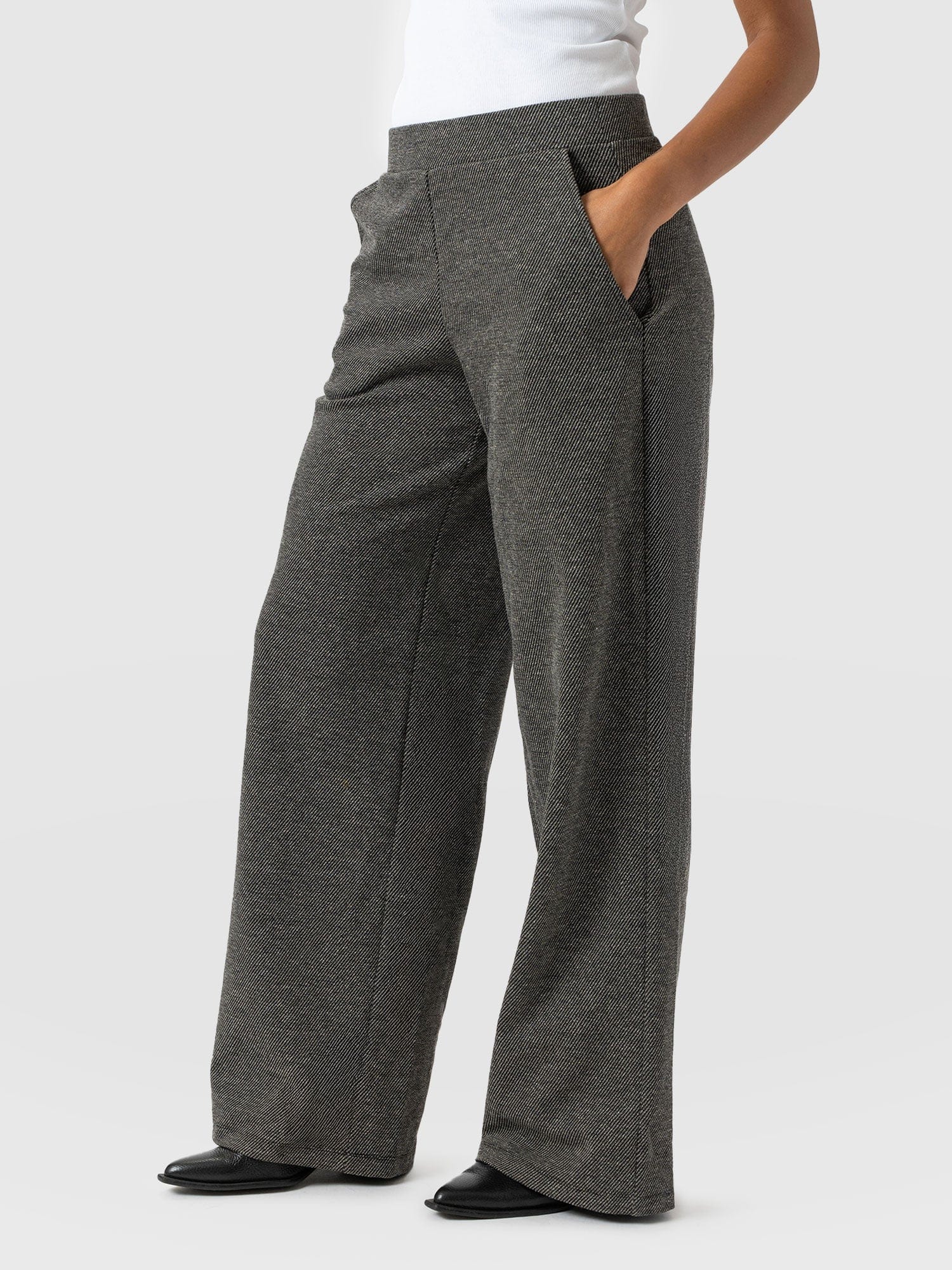Keller Wide Leg Pant - Grey Twill - Women's Trousers | Saint + Sofia® EU
