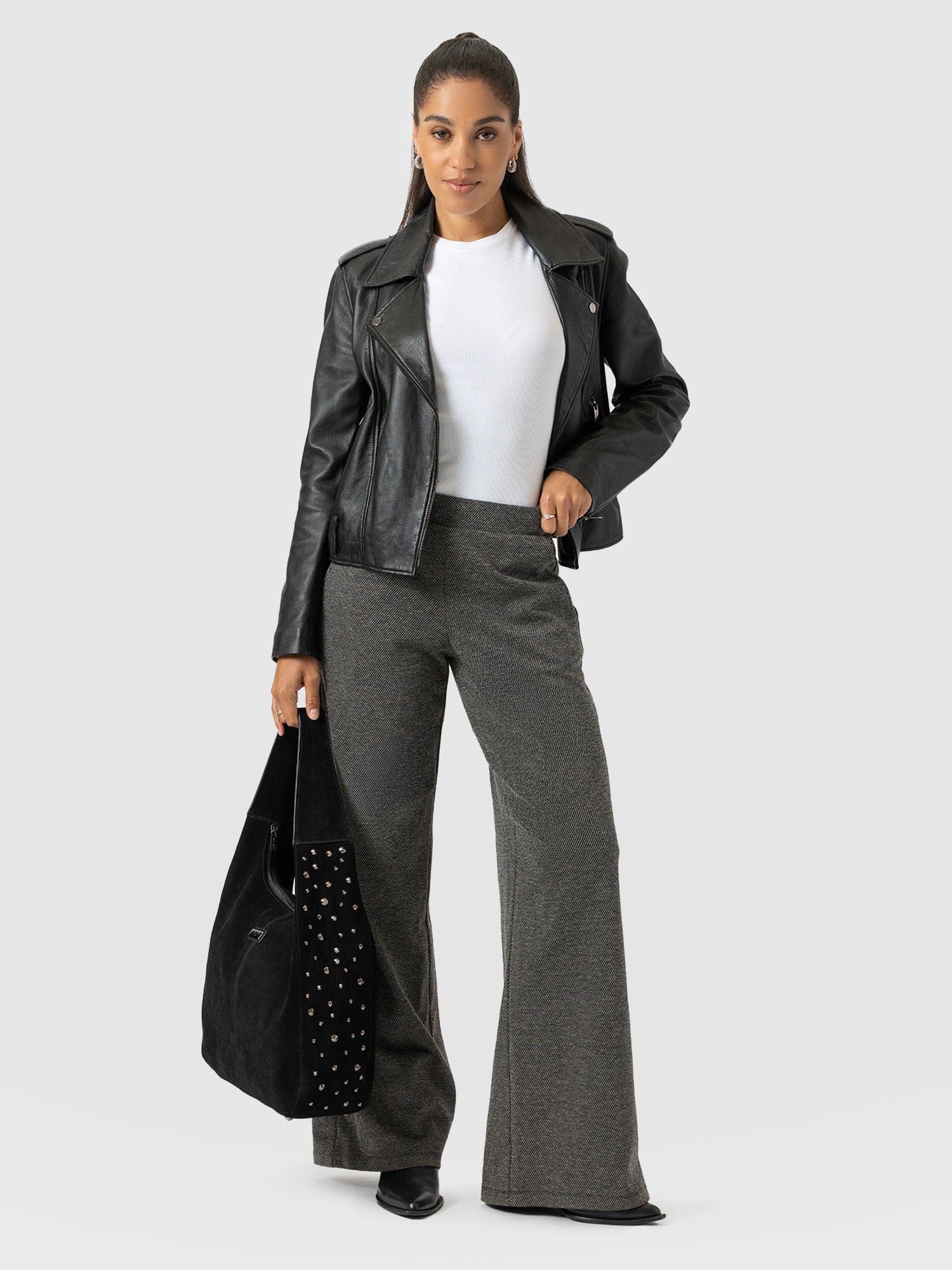 Keller Wide Leg Pant - Grey Twill - Women's Trousers | Saint + Sofia® EU