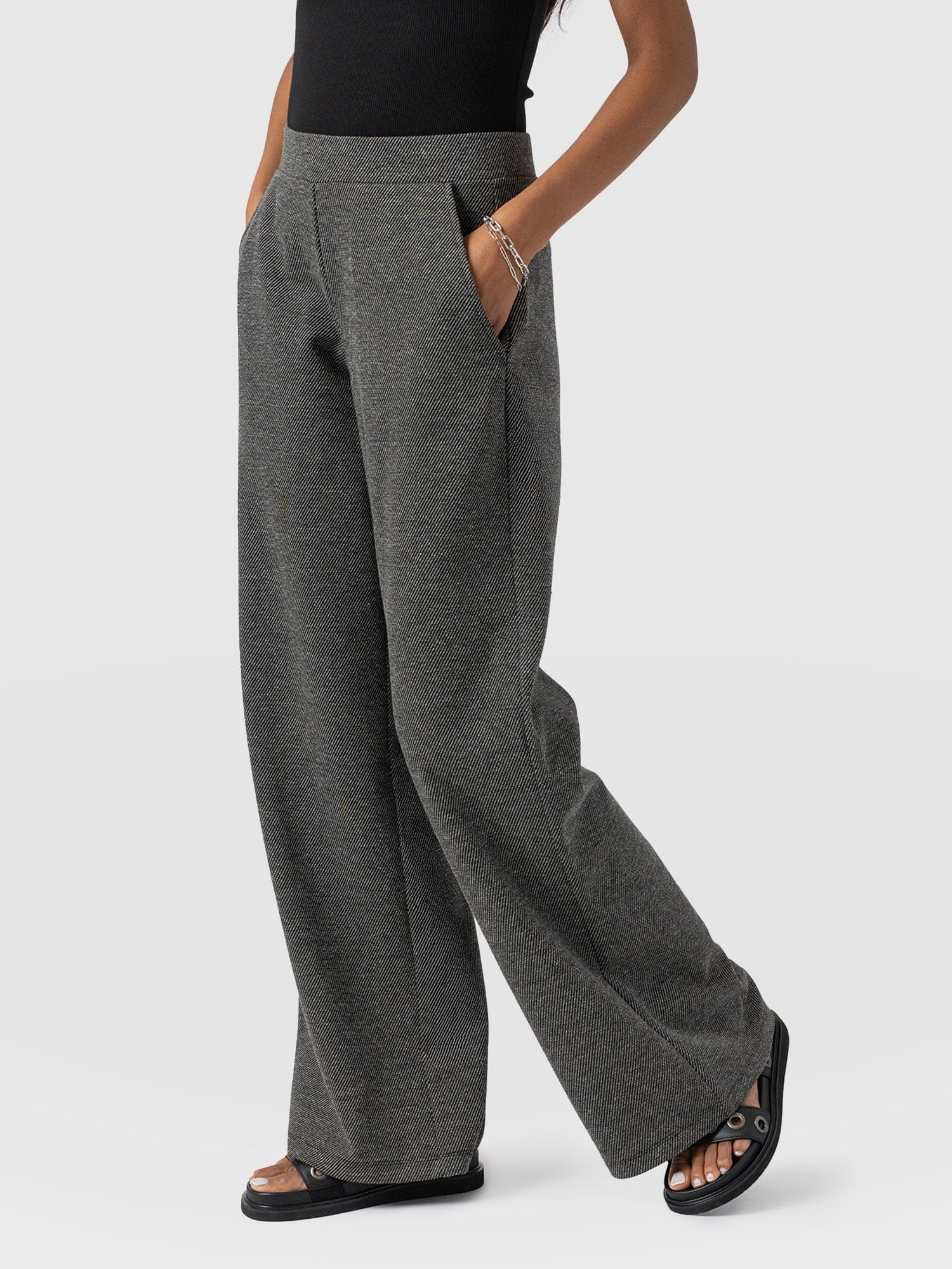 Keller Wide Leg Pant - Grey Twill - Women's Trousers | Saint + Sofia® EU