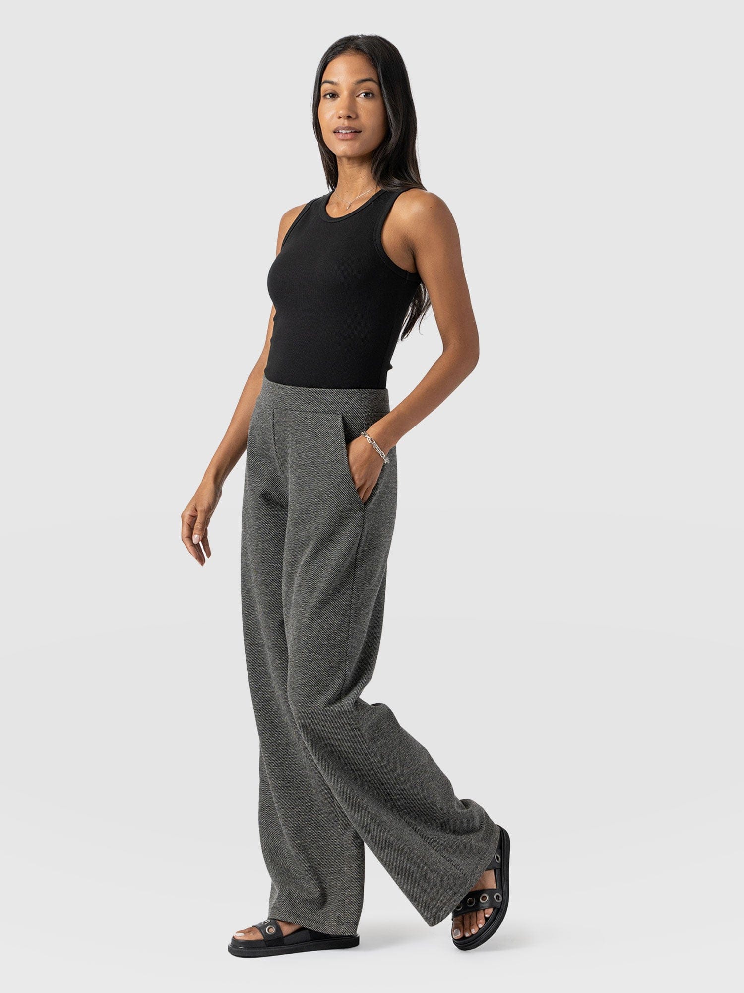 Keller Wide Leg Pant - Grey Twill - Women's Trousers | Saint + Sofia® EU