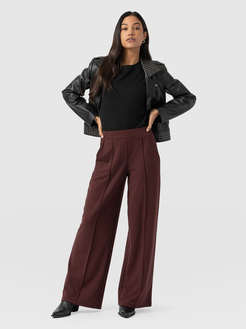 Keller Wide Leg Pant Maroon - Women's Trousers | Saint + Sofia® EU