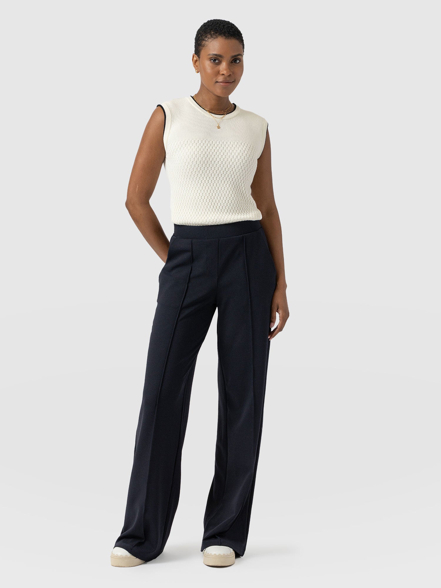 Keller Wide Leg Pant Navy - Women's Trousers | Saint + Sofia® EU