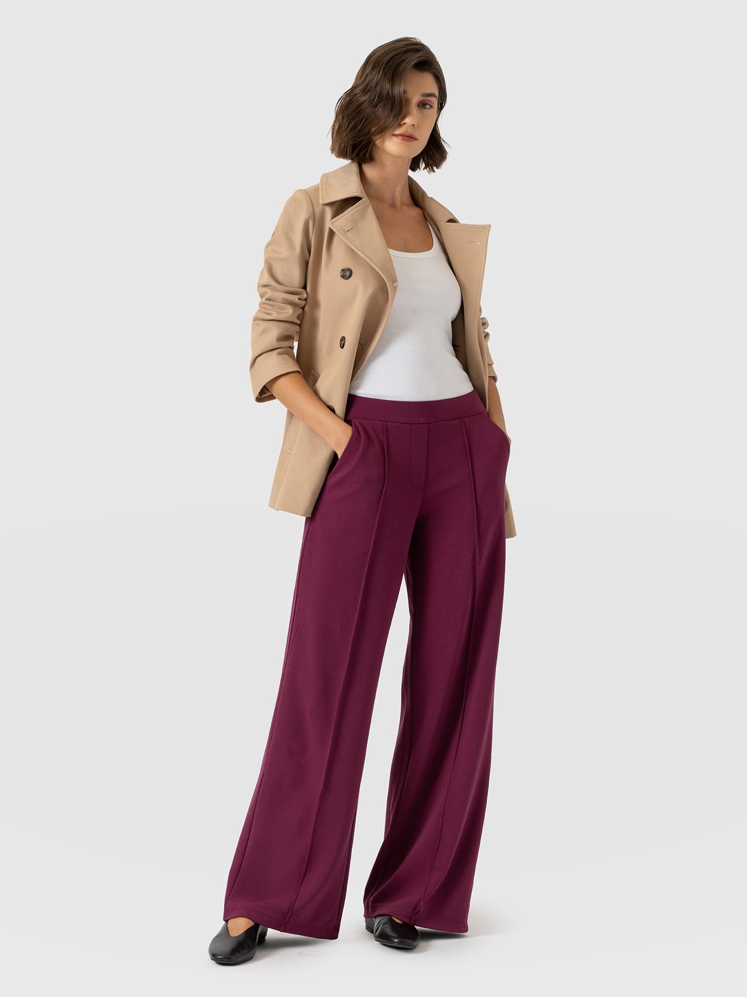 Keller Wide Leg Pant - Plum - Women's Trousers | Saint and Sofia® EU