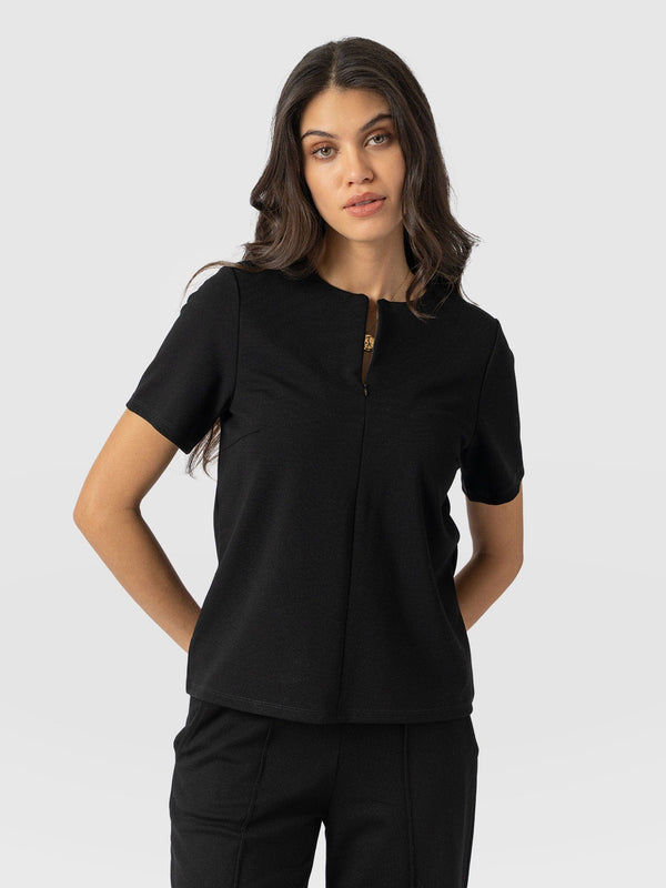 Keller Zip Up Tee Black - Women's T-Shirts | Saint + Sofia® EU