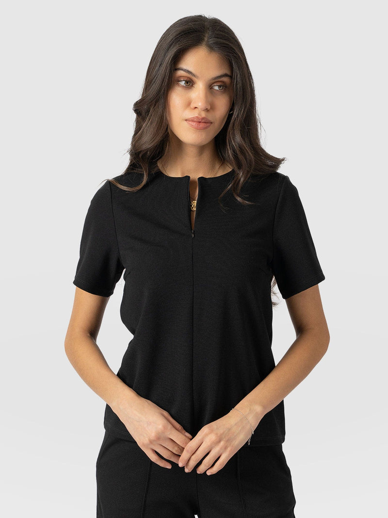 Keller Zip Up Tee Black - Women's T-Shirts | Saint + Sofia® EU