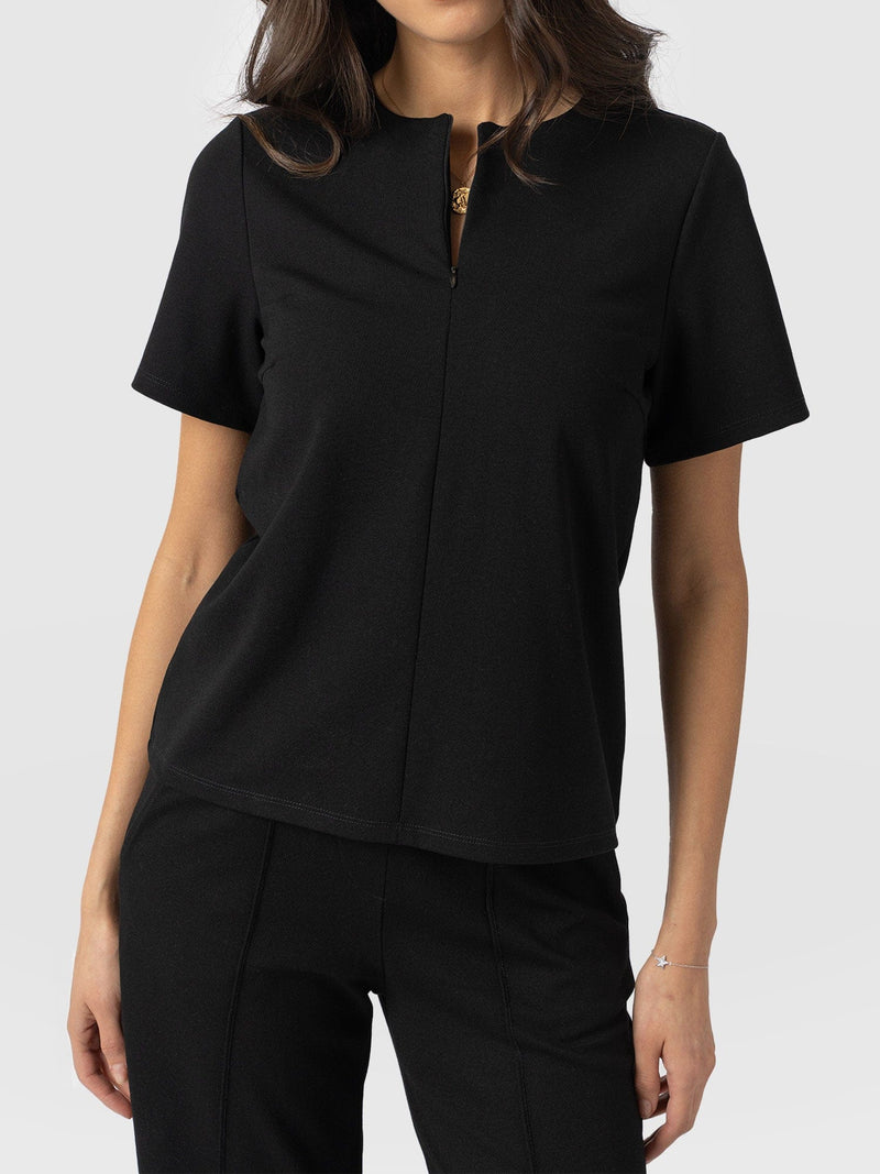 Keller Zip Up Tee Black - Women's T-Shirts | Saint + Sofia® EU