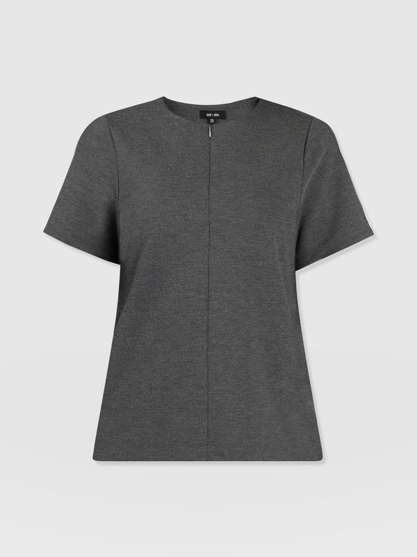 Keller Zip Up Tee Charcoal - Women's T-Shirts | Saint + Sofia® EU