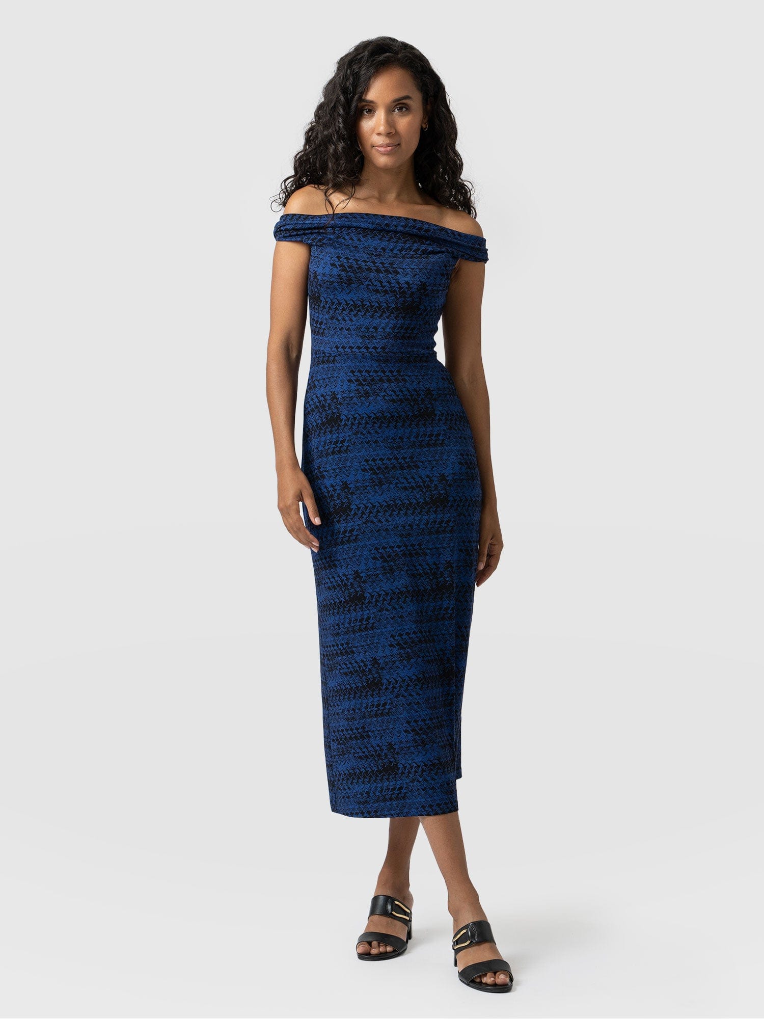 Kelsea Midaxi Dress Navy Ripple - Women's Dresses | Saint + Sofia® UK