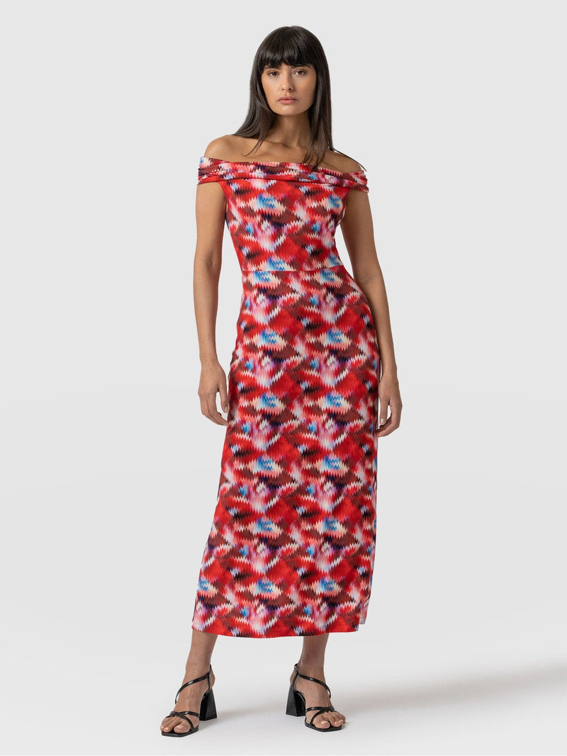 Kelsea Midaxi Dress Red Marble - Women's Dresses | Saint + Sofia® EU