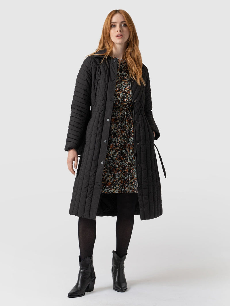 Kelson Quilted Coat Black - Women's Coats | Saint + Sofia® EU