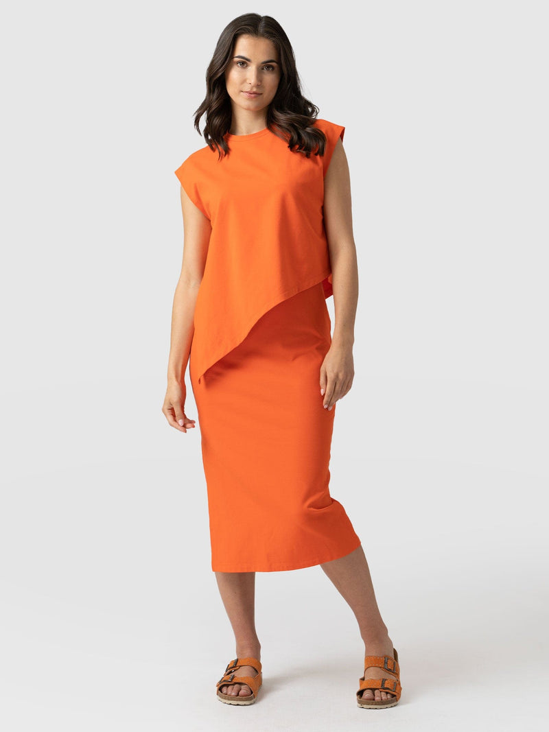 Kensal Knot Dress Mandarin Red - Women's Dresses | Saint + Sofia® UK