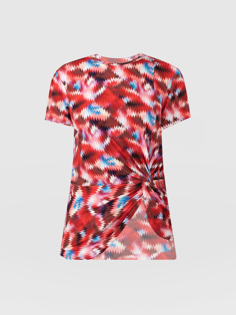 Kensal Twist Front Tee Red Marble - Women's Dresses | Saint + Sofia® UK