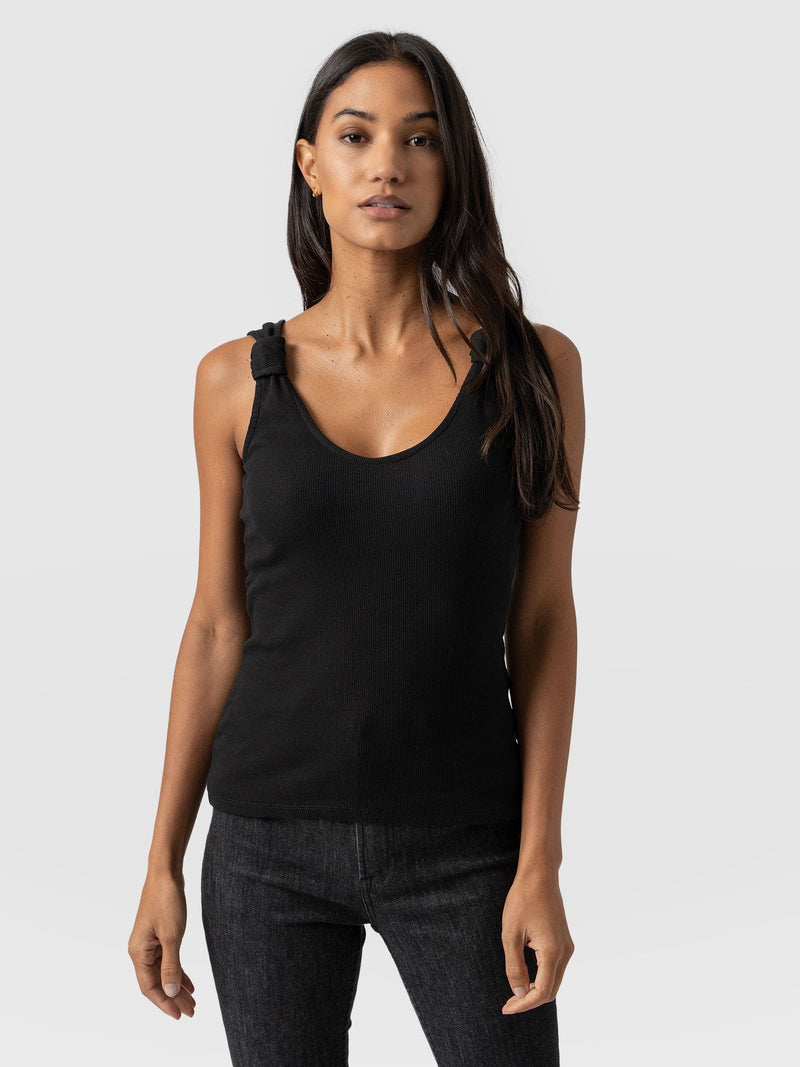 Knot Vest Rib Black - Women's Vests | Saint + Sofia® EU