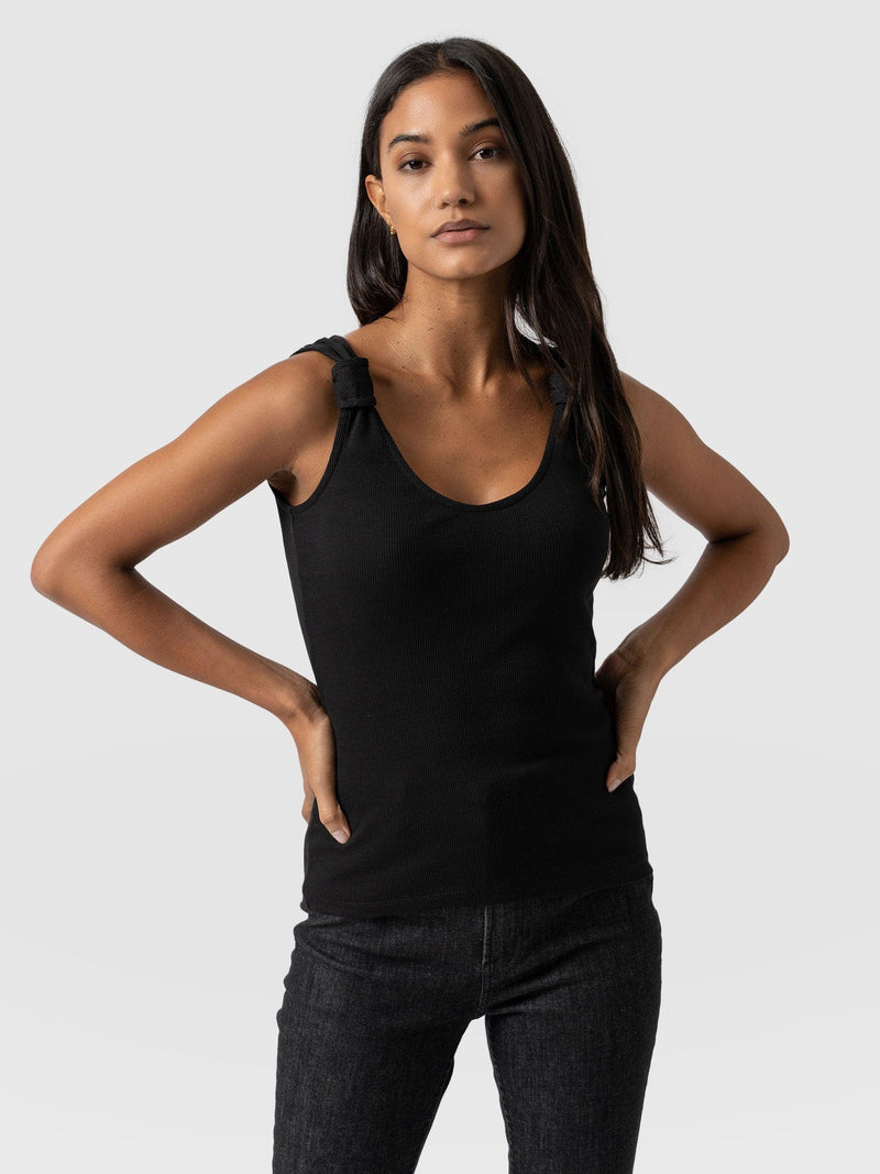 Knot Vest Rib Black - Women's Vests | Saint + Sofia® EU