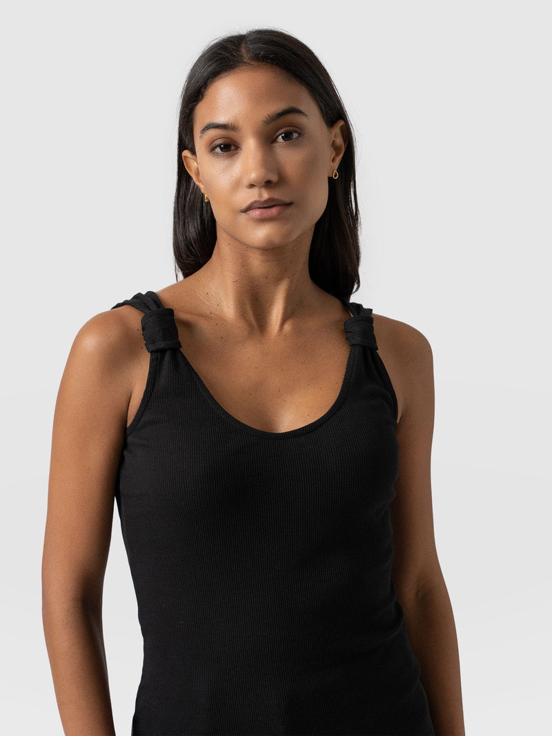 Knot Vest Rib Black - Women's Vests | Saint + Sofia® EU