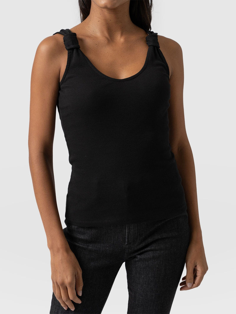 Knot Vest Rib Black - Women's Vests | Saint + Sofia® EU