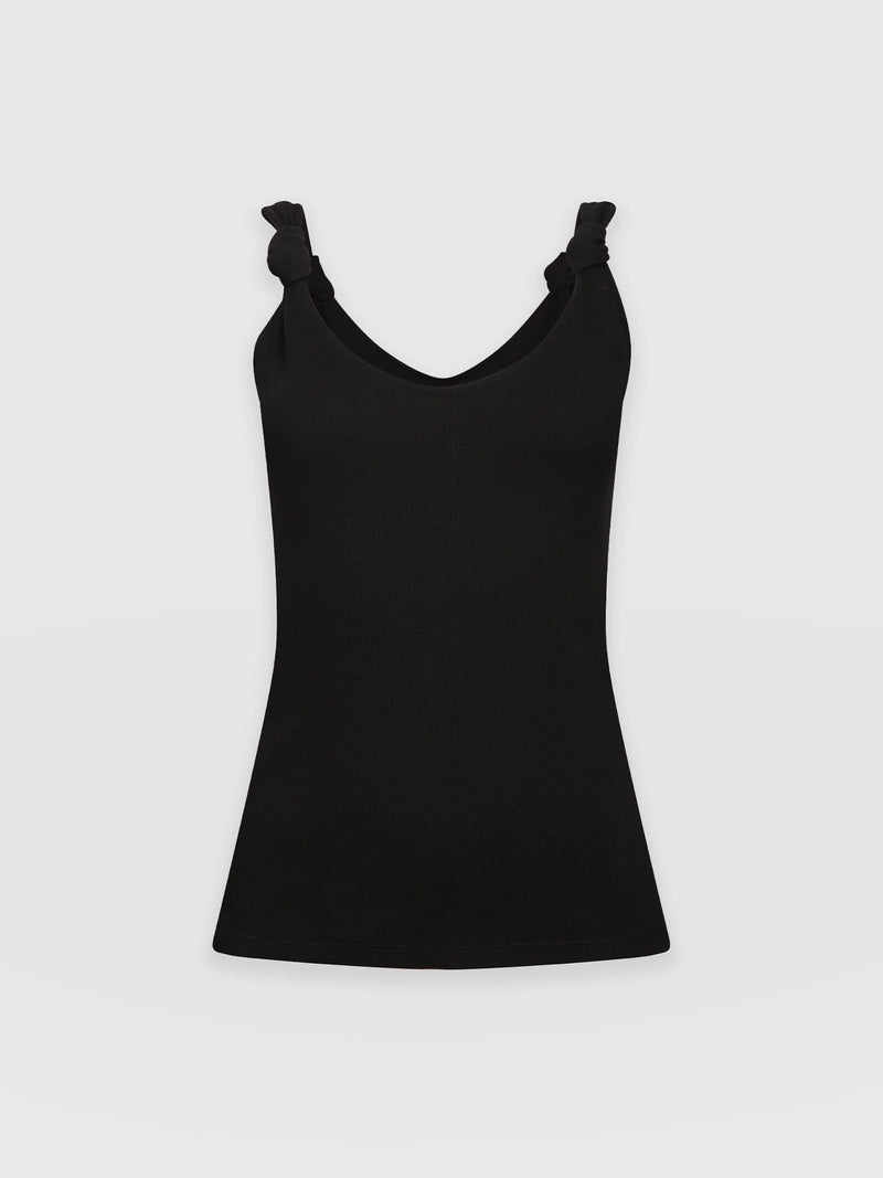 Knot Vest Rib Black - Women's Vests | Saint + Sofia® EU