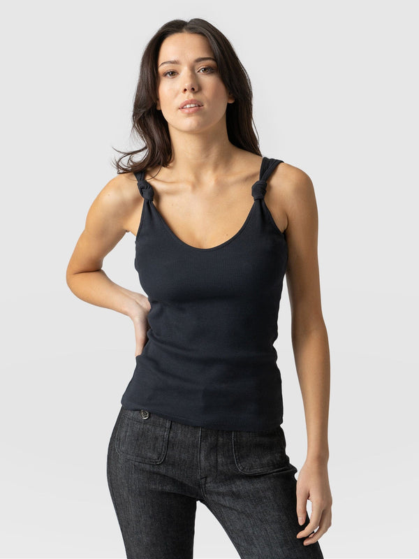 Knot Vest Rib Navy - Women's Vests | Saint + Sofia® EU