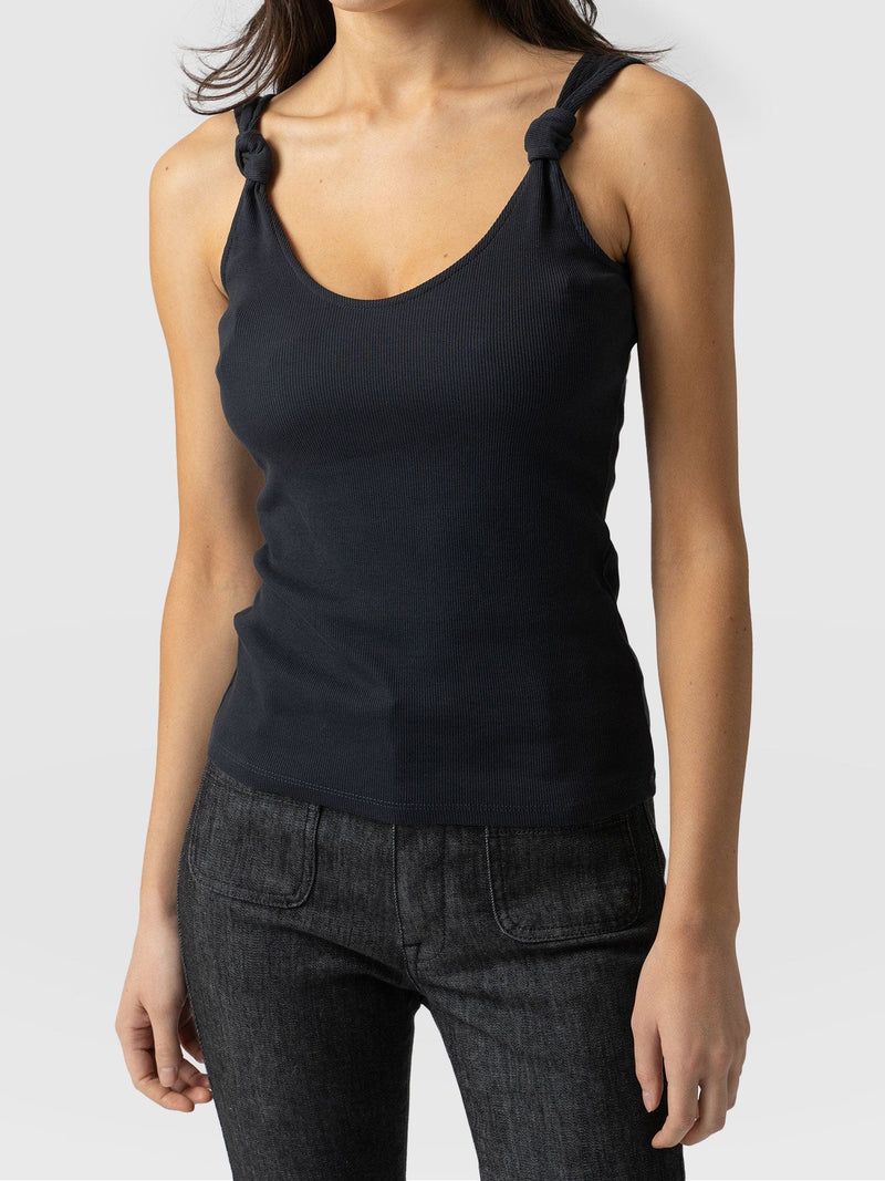 Knot Vest Rib Navy - Women's Vests | Saint + Sofia® EU