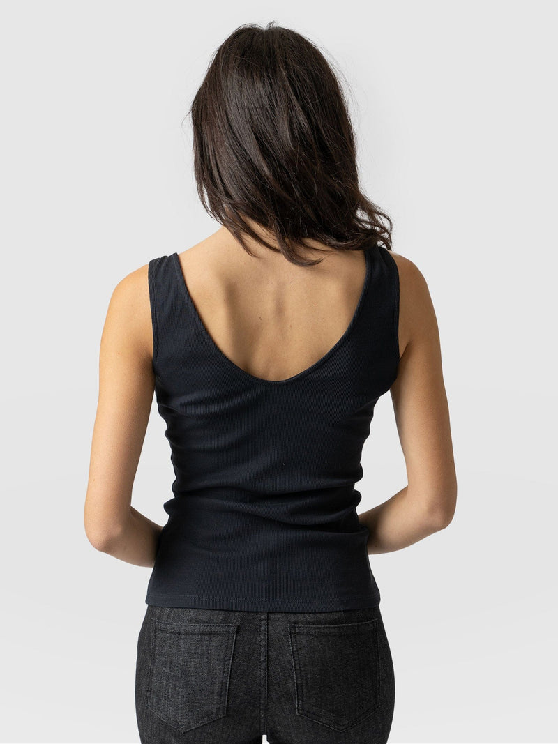 Knot Vest Rib Navy - Women's Vests | Saint + Sofia® EU