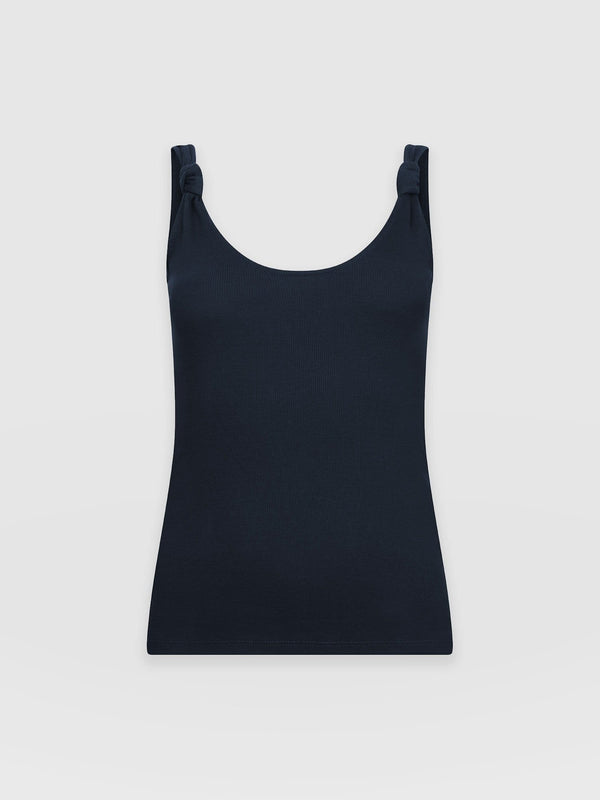 Knot Vest Rib Navy - Women's Vests | Saint + Sofia® EU