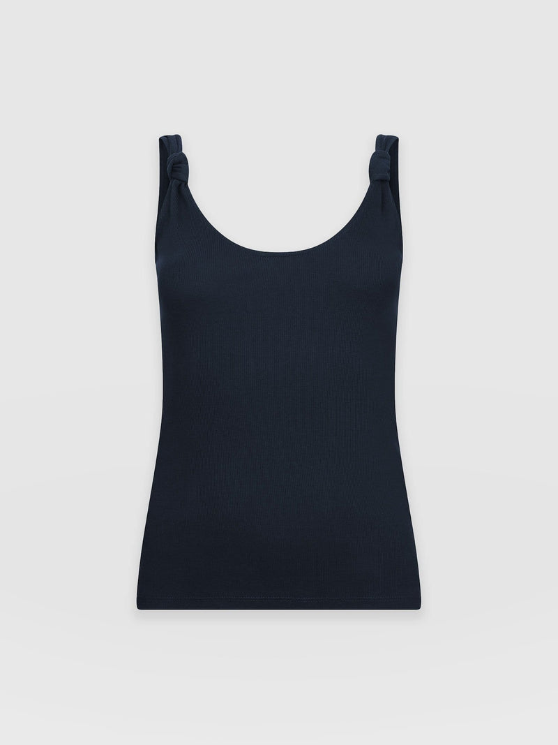 Knot Vest Rib Navy - Women's Vests | Saint + Sofia® EU