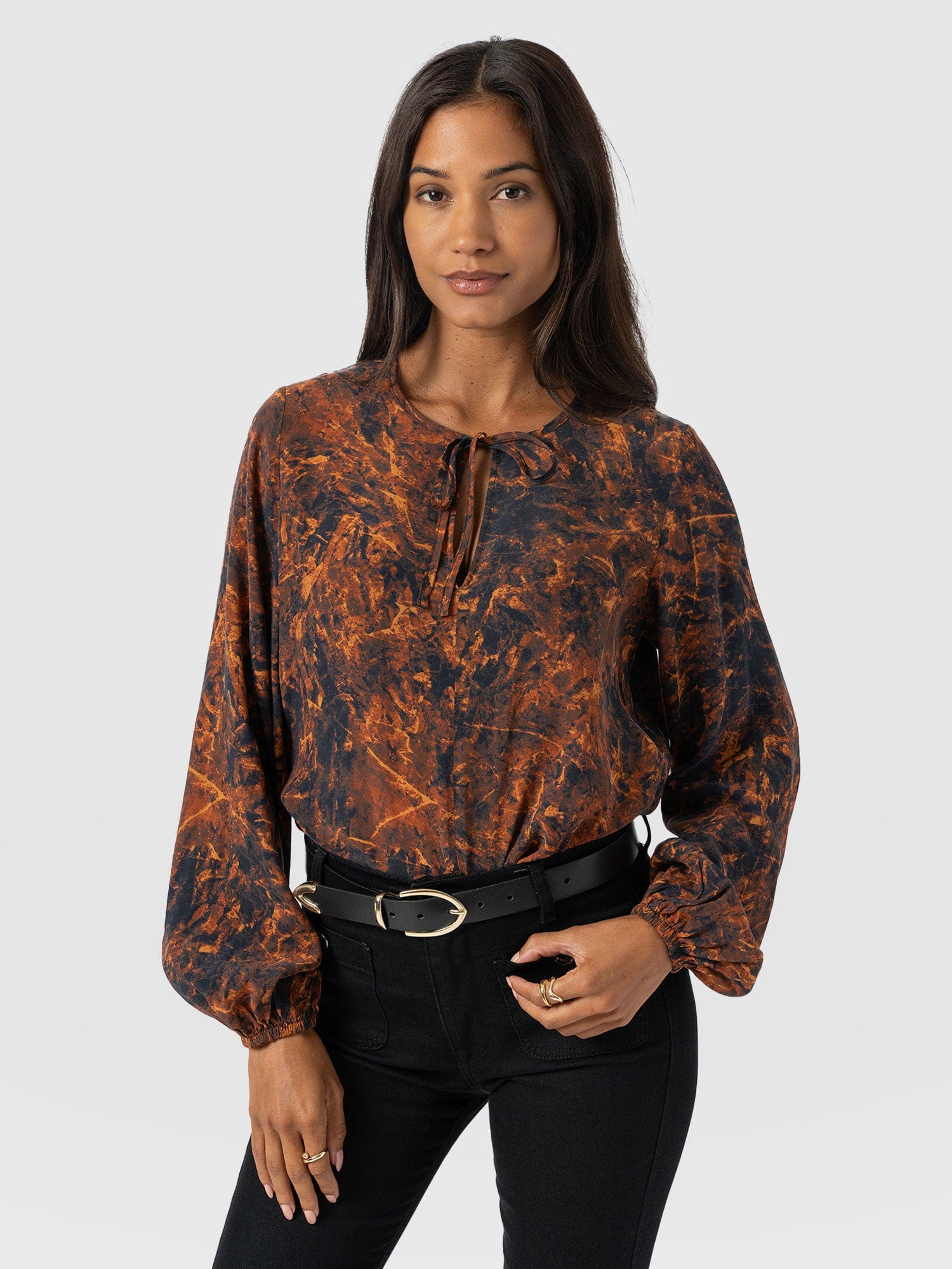 Kristen Blouse - Brown Marble - Women's Blouses | Saint + Sofia® EU