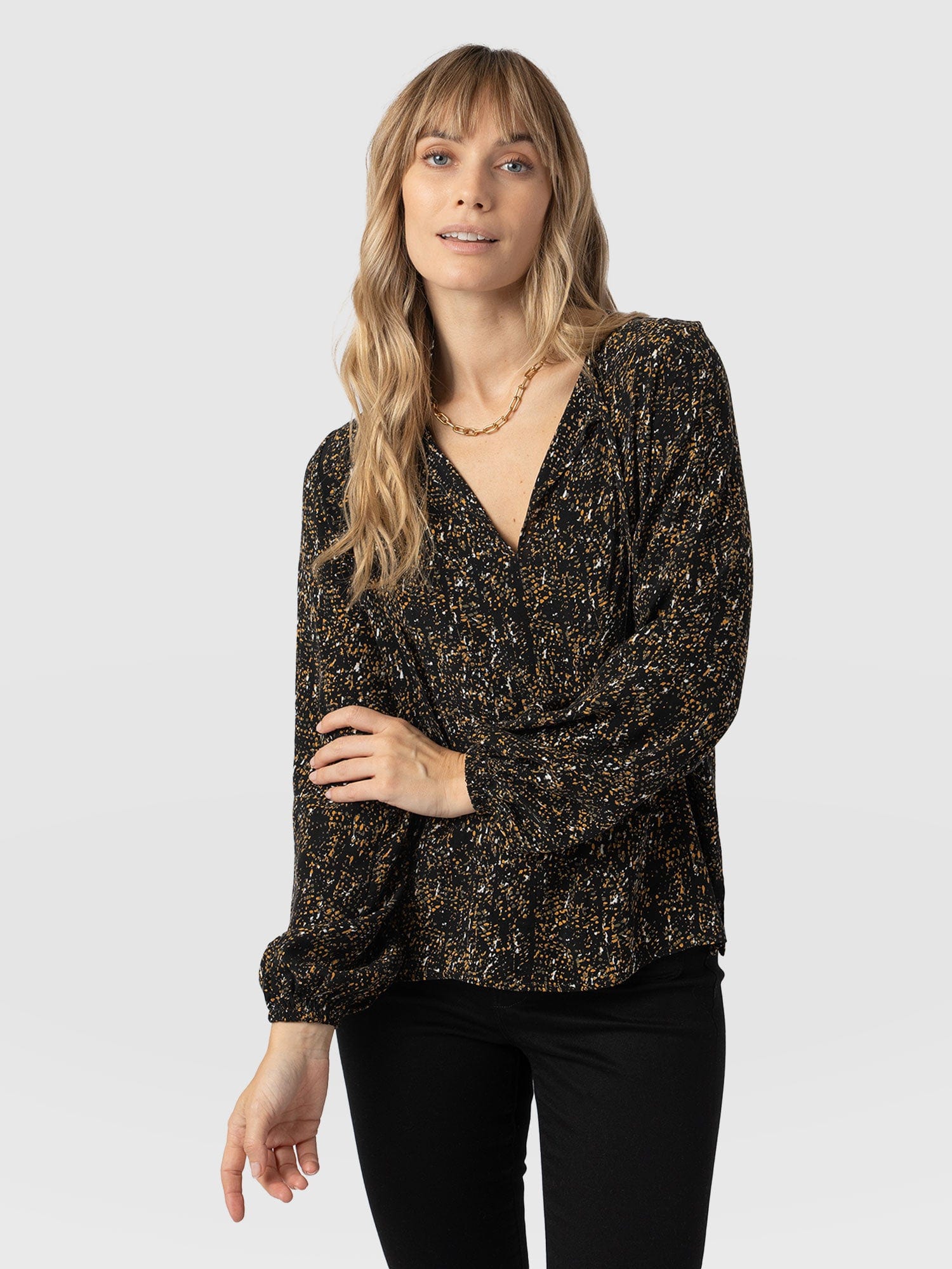 Kristen Blouse Green Ditsy Leopard - Women's Blouses | Saint + Sofia® EU