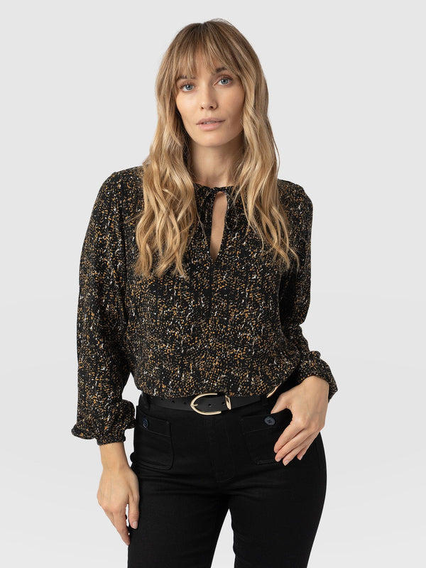 Kristen Blouse Green Ditsy Leopard - Women's Blouses | Saint + Sofia® EU