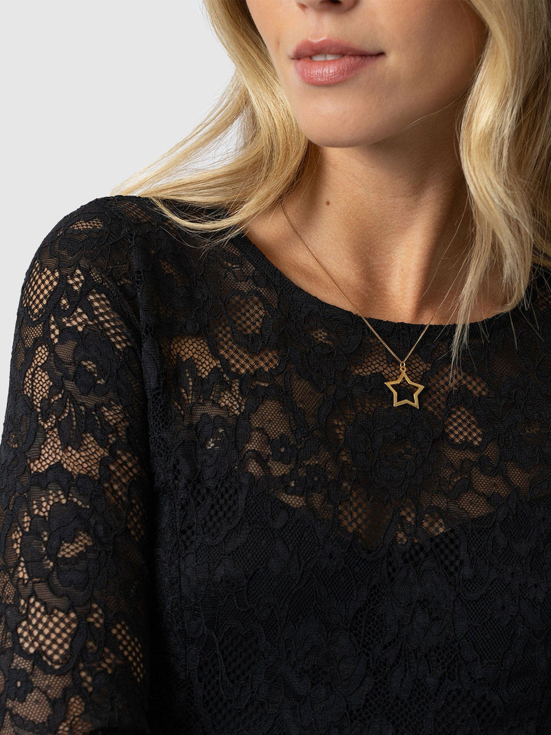 Lana Pleated Dress - Black Lace - Women's Dresses | Saint + Sofia® EU