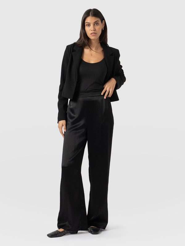 Langley Wide Leg Pant Black - Women's Trousers | Saint + Sofia® EU