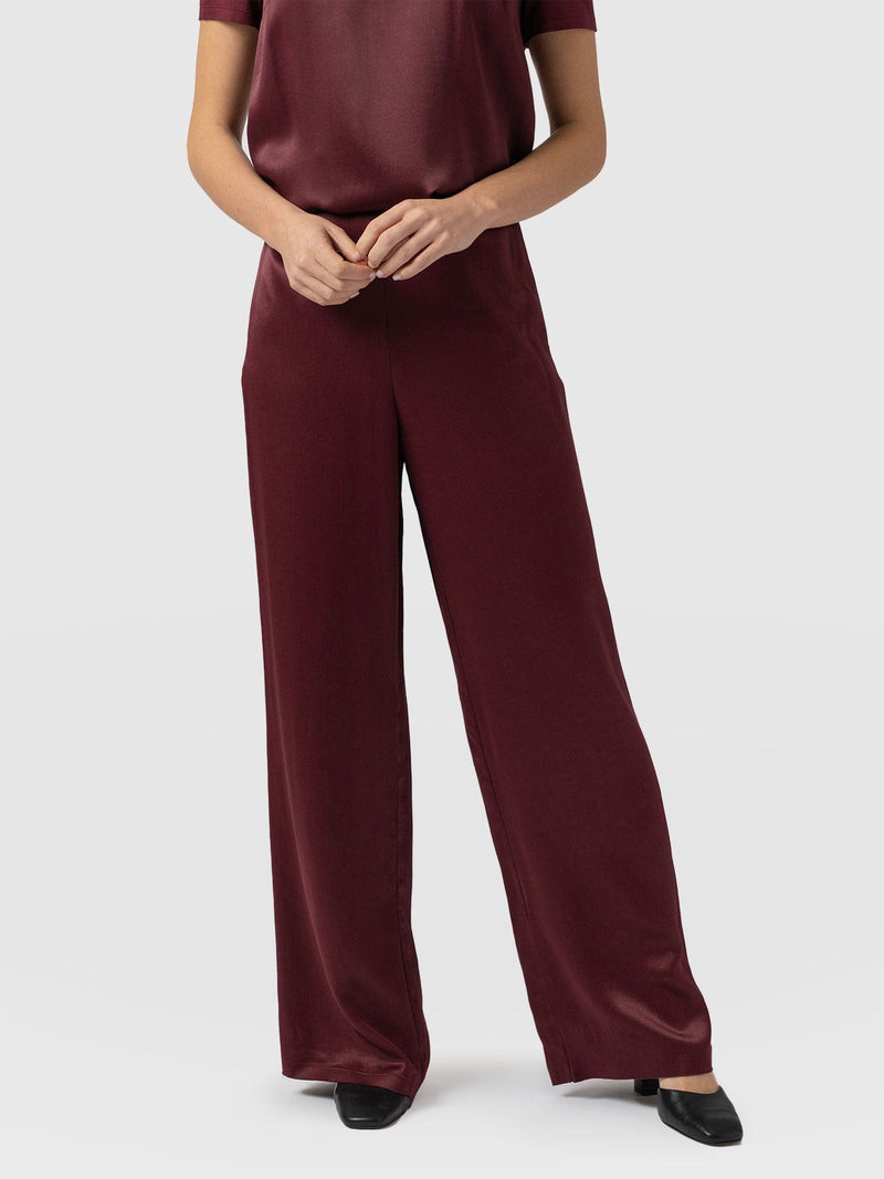 Langley Wide Leg Pant Maroon - Women's Trousers | Saint + Sofia® EU