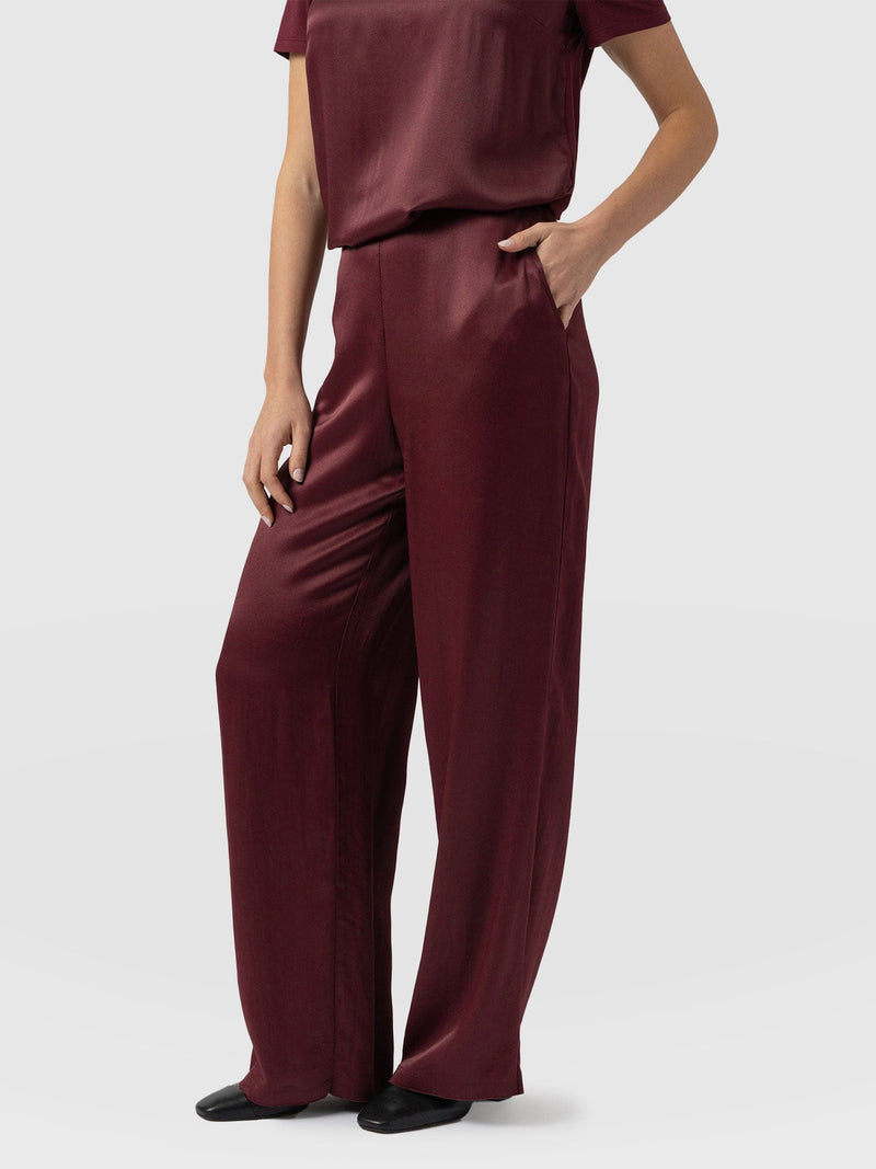 Langley Wide Leg Pant Maroon - Women's Trousers | Saint + Sofia® EU