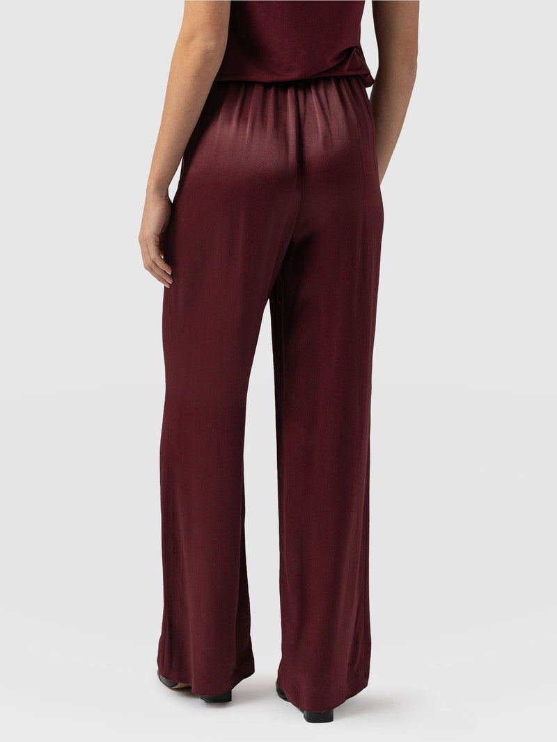 Langley Wide Leg Pant Maroon - Women's Trousers | Saint + Sofia® EU