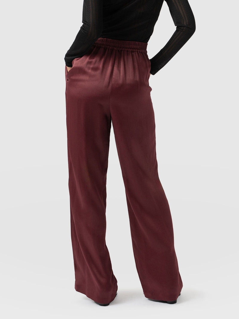 Langley Wide Leg Pant - Maroon