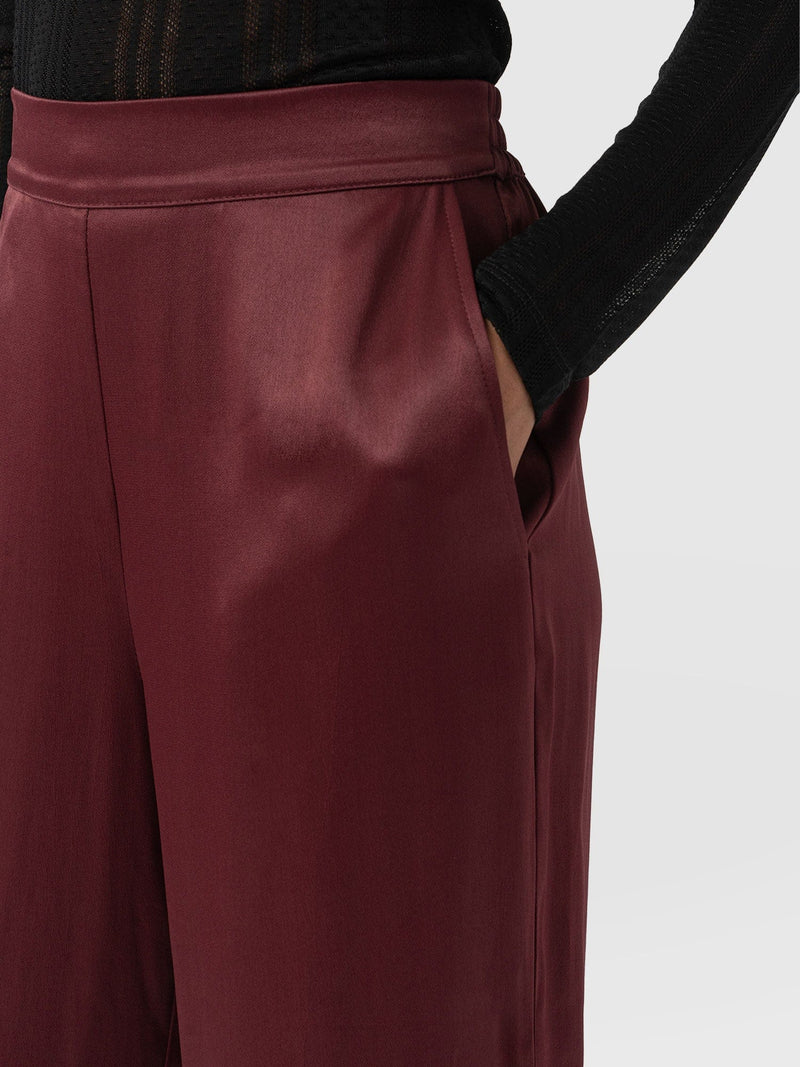 Langley Wide Leg Pant - Maroon