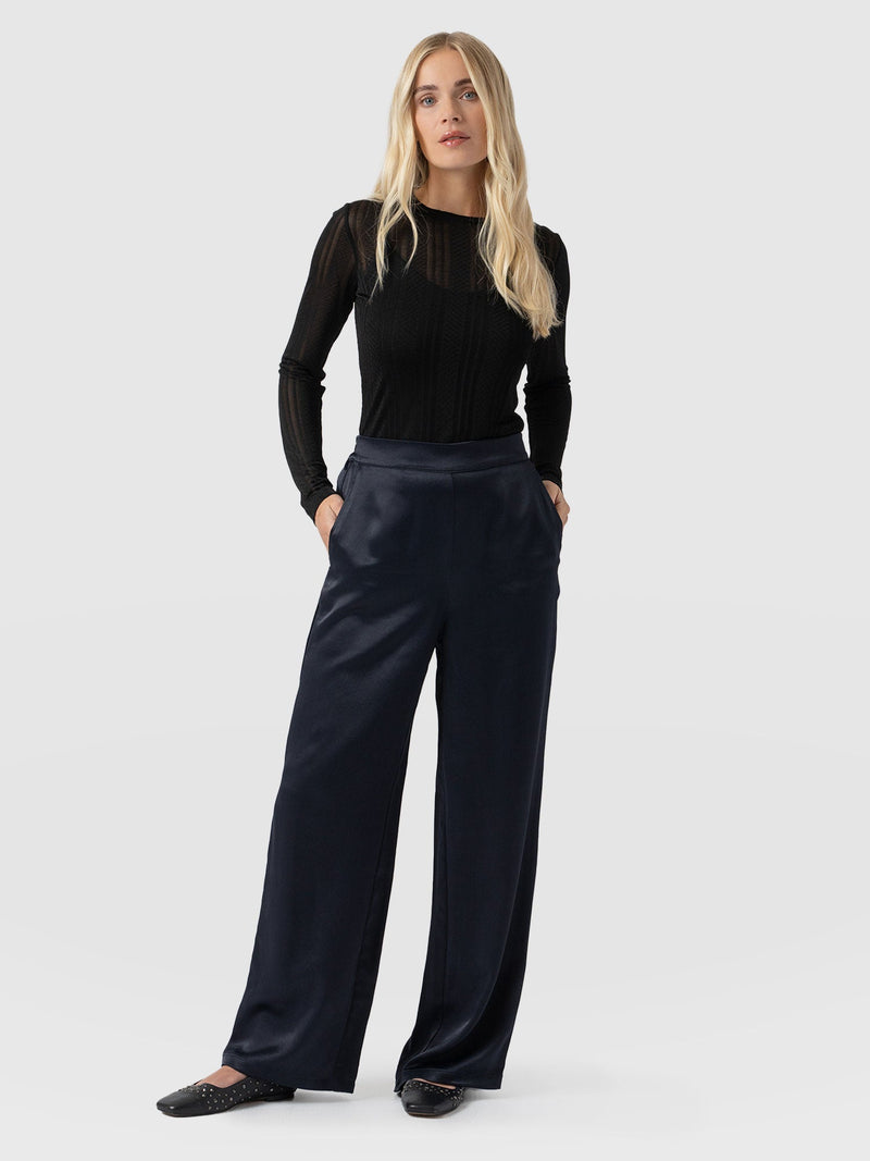 Langley Wide Leg Pant Navy - Women's Trousers | Saint + Sofia® EU