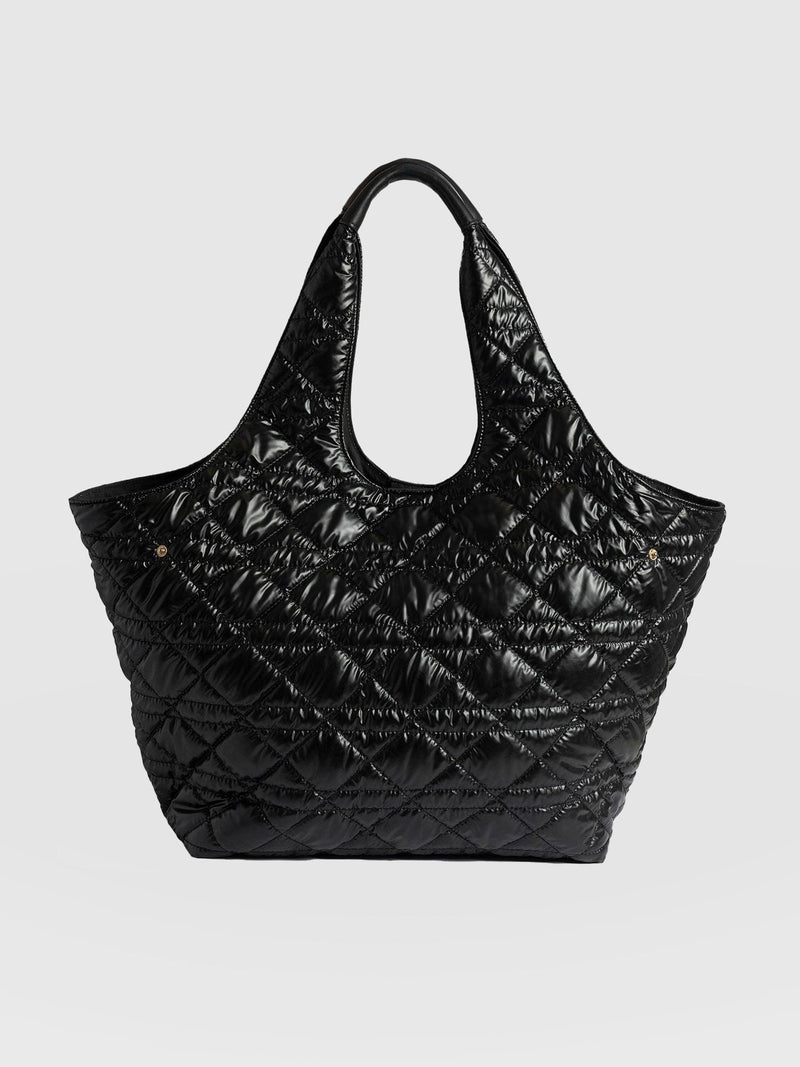 Large Stella Quilted Shoulder Tote Bag Black - Women's Bags | Saint + Sofia® EU