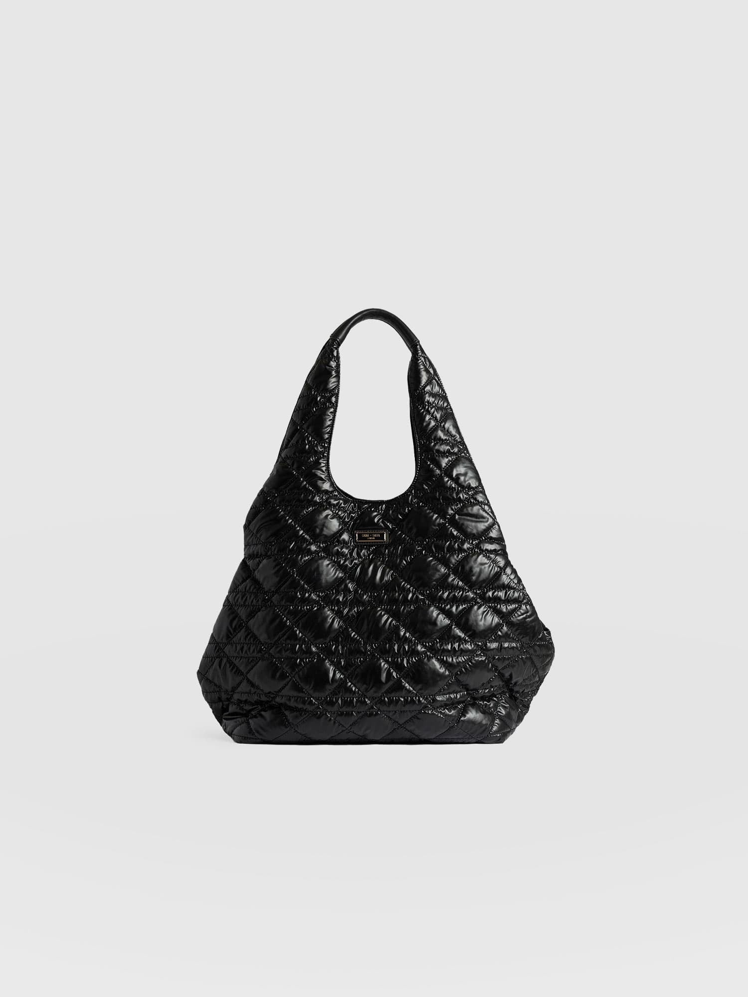 Large Stella Quilted Shoulder Tote Bag Black - Women's Bags | Saint + Sofia® EU